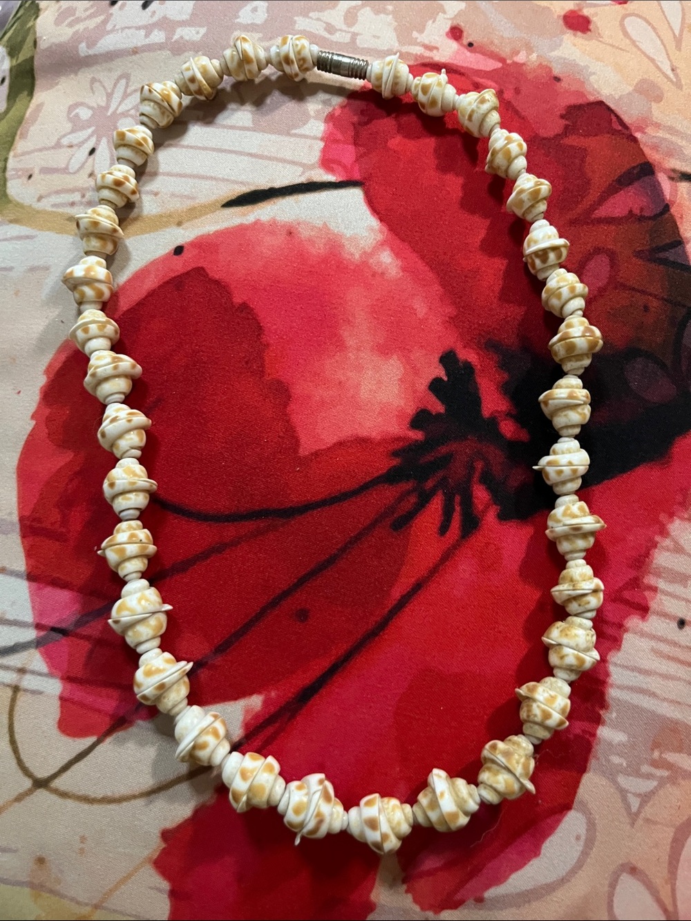 Cream and Tan Shell Bead Necklace for Women - Beachy Layering Piece
